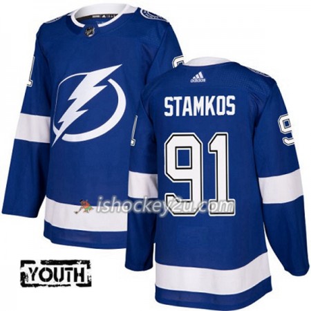 Børn NHL Tampa Bay Lightning Trøje Steven Stamkos 91 Adidas 2017-2018 Blå Authentic
